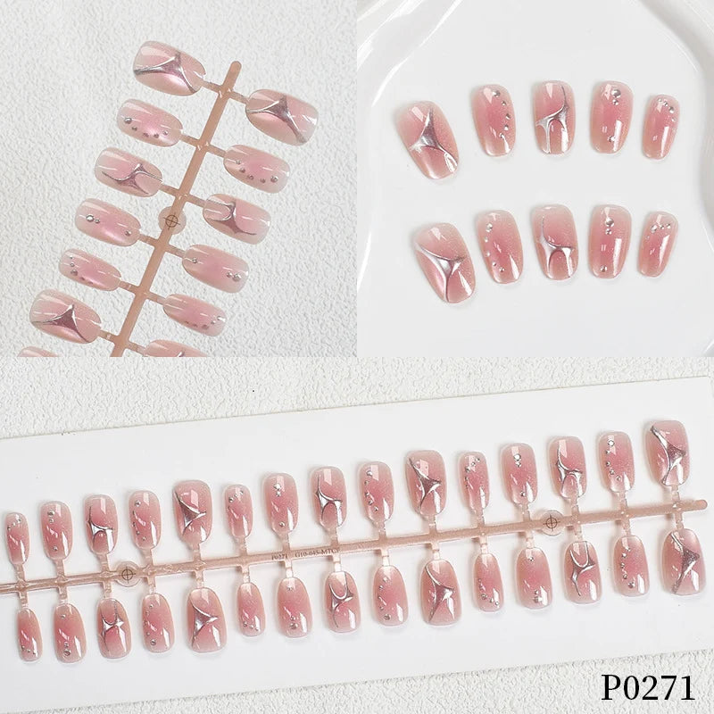 Press-On Nail Set Artistic Designs Reusable & Long-Lasting