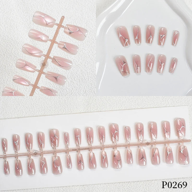 Press-On Nail Set Artistic Designs Reusable & Long-Lasting