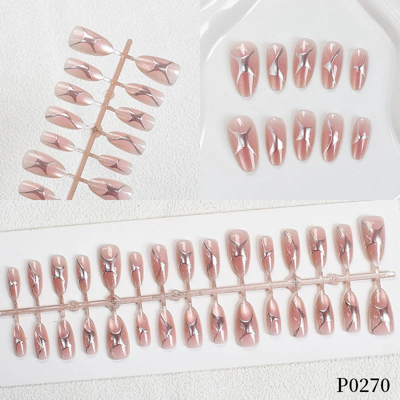 Press-On Nail Set Artistic Designs Reusable & Long-Lasting