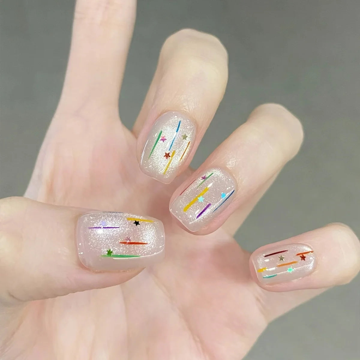 Press-On Nail Set Artistic Finish Nude Long-Lasting