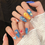 Press-On Nail Set Artistic Floral & Geometric Designs
