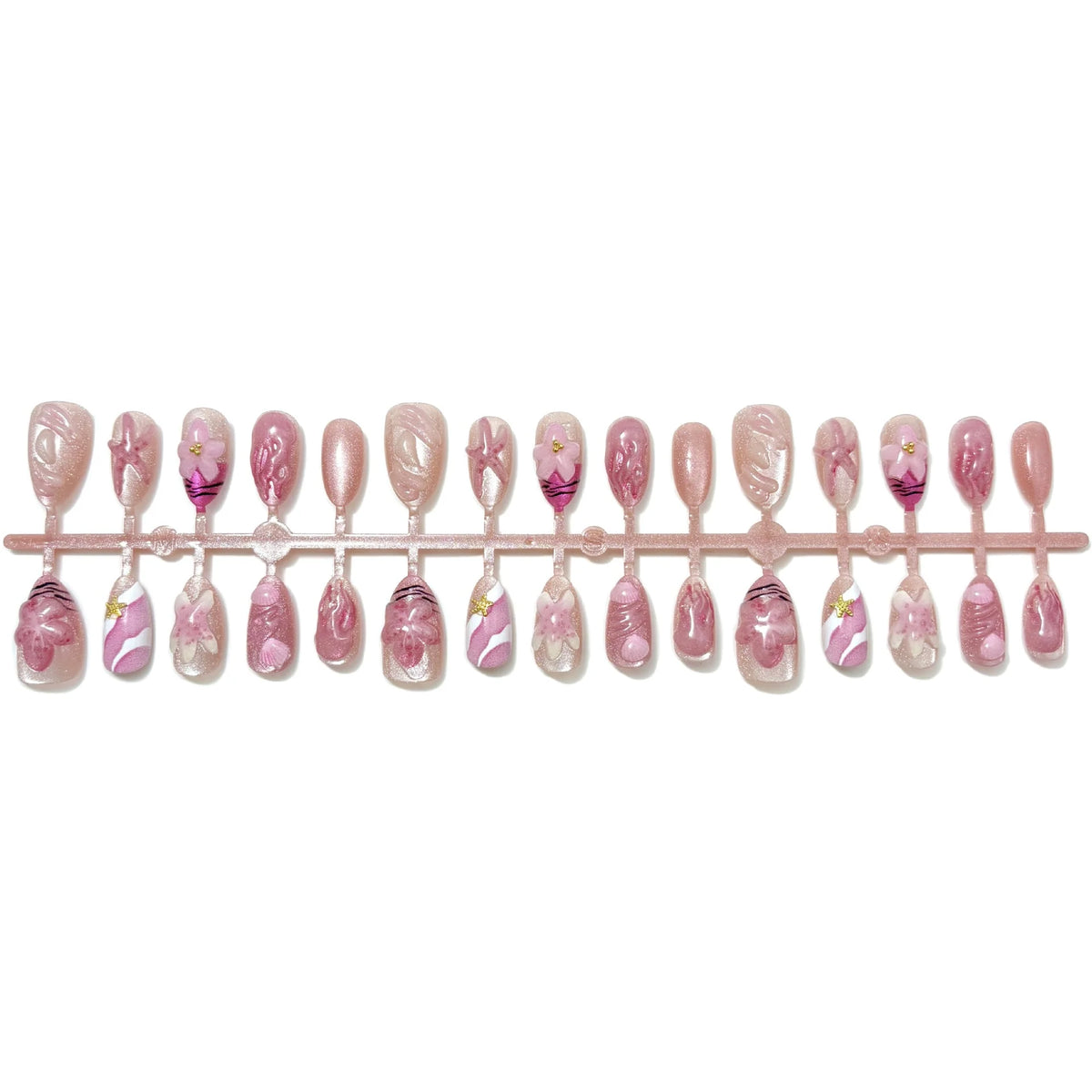Press-On Nail Set Artistic Floral Lightweight & Comfortable