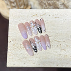 Press-On Nail Set Artistic Floral Long Oval