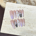 Press-On Nail Set Artistic Floral Long Oval