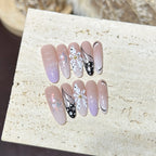Press-On Nail Set Artistic Floral Long Oval