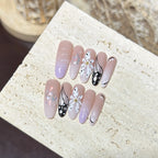 Press-On Nail Set Artistic Floral Long Oval