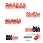 Press-On Nail Set Artistic Floral Peel-And-Stick Reusable