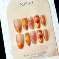 Press-On Nail Set Artistic Floral Peel & Stick Chip-Resistant