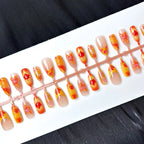 Press-On Nail Set Artistic Floral Peel & Stick Chip-Resistant
