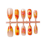 Press-On Nail Set Artistic Floral Peel & Stick Chip-Resistant