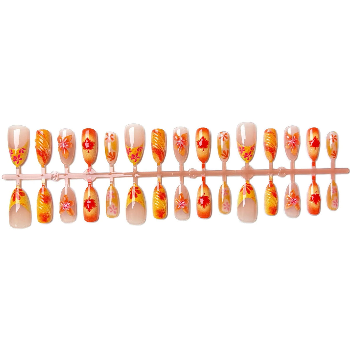 Press-On Nail Set Artistic Floral Peel & Stick Chip-Resistant