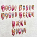 Press-On Nail Set Artistic Floral Reusable Multiple Sizes