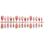 Press-On Nail Set Artistic Floral Reusable Multiple Sizes