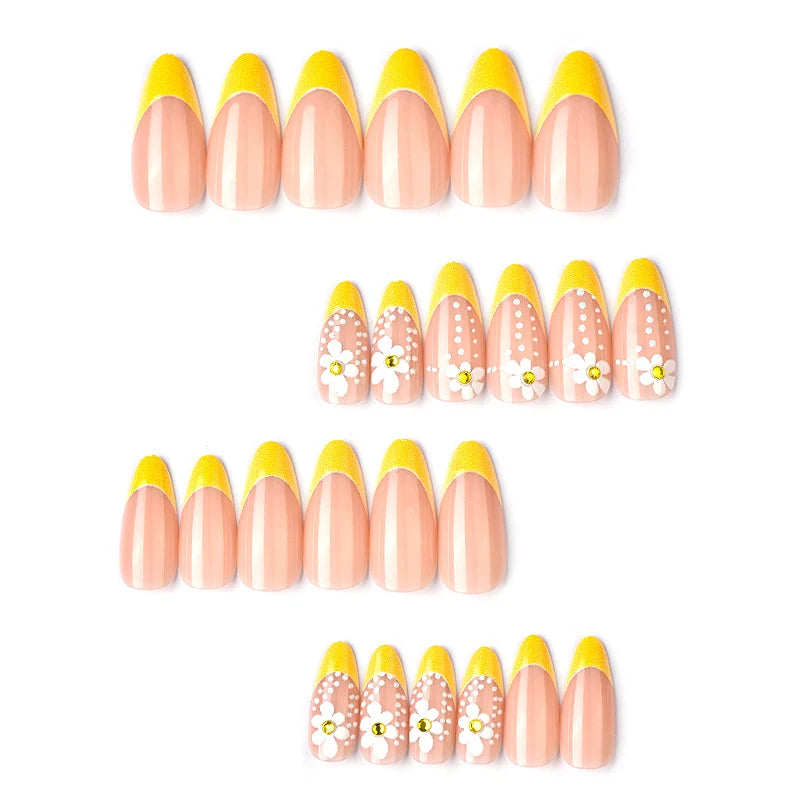 Press-On Nail Set Artistic Floral Secure Adhesive & Versatile Fit