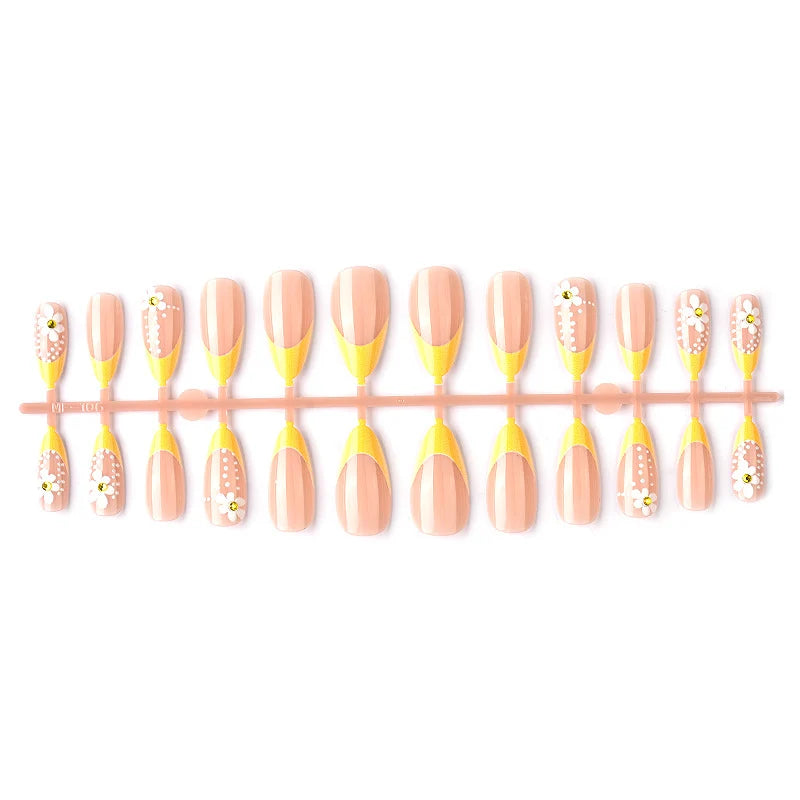 Press-On Nail Set Artistic Floral Secure Adhesive & Versatile Fit
