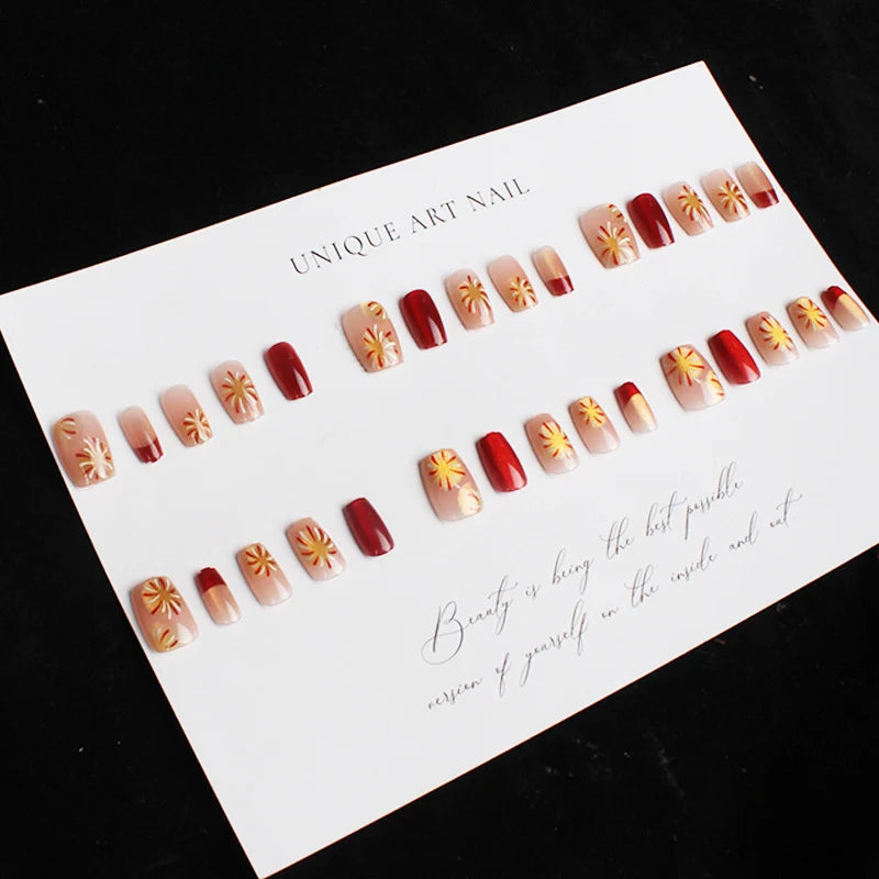 Press-On Nail Set Artistic French Tip Reusable 10 Pack
