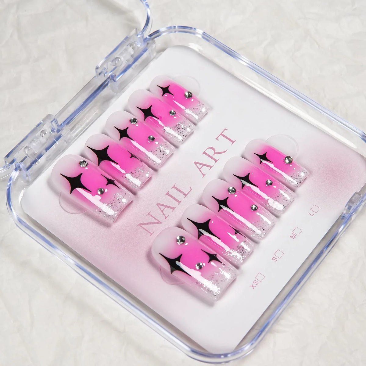 Press-On Nail Set Artistic Gem Accents & Easy Application