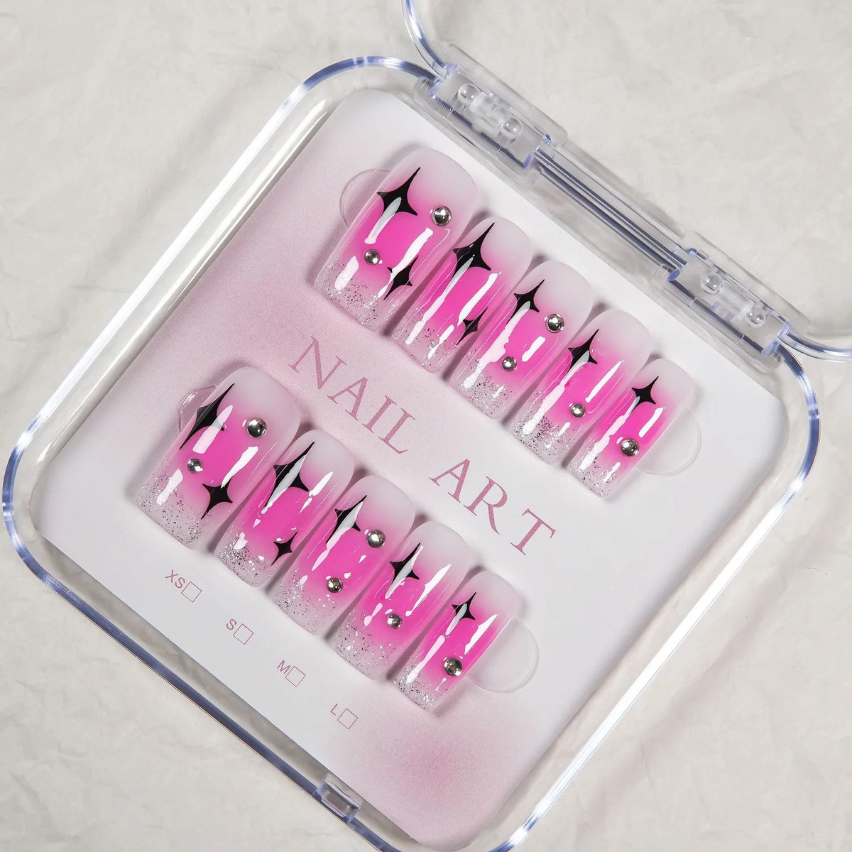 Press-On Nail Set Artistic Gem Accents & Easy Application