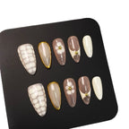 Press-On Nail Set Artistic Gold-Accented Peel-And-Stick