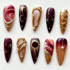 Press-On Nail Set Artistic Metallic Accents