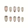 Press-On Nail Set Artistic Metallic Reusable