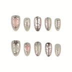 Press-On Nail Set Artistic Metallic Reusable