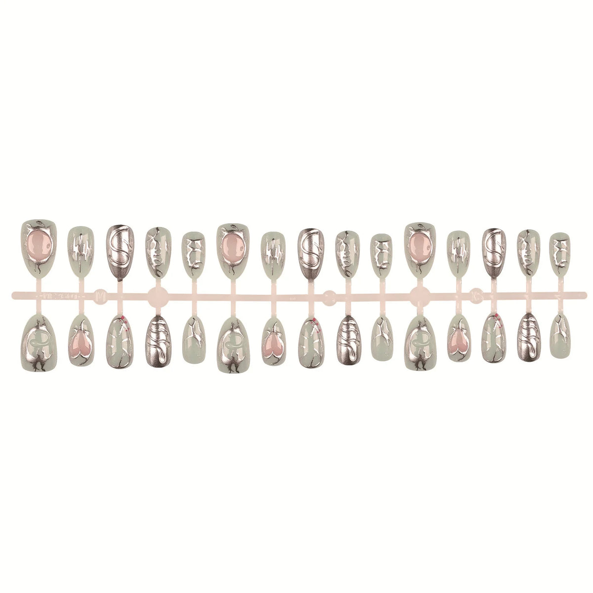 Press-On Nail Set Artistic Metallic Reusable