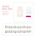 Press-On Nail Set Artistic Metallic Reusable