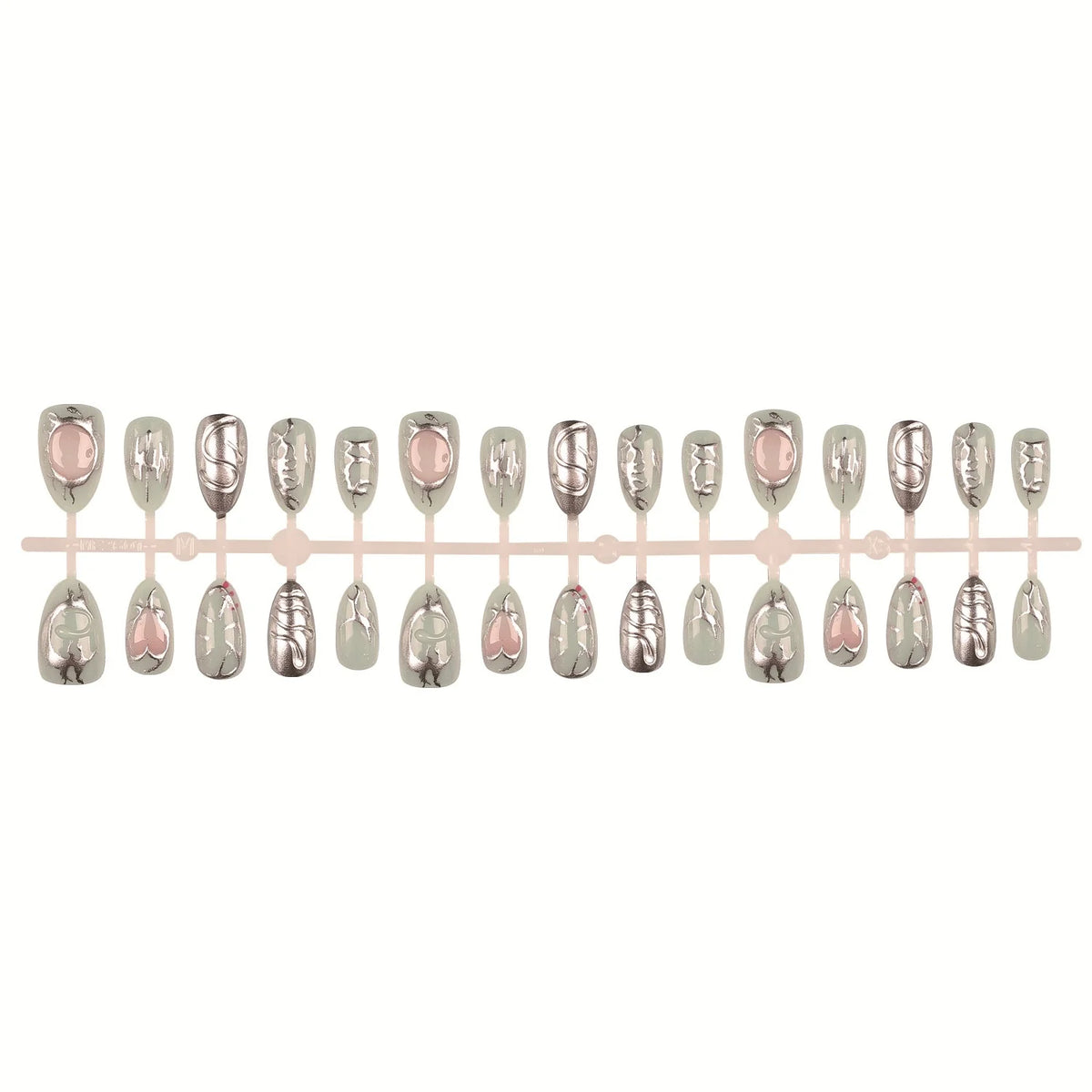 Press-On Nail Set Artistic Metallic Reusable