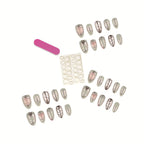Press-On Nail Set Artistic Metallic Reusable