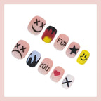 Press-On Nail Set Artistic Motifs Easy Apply & Remove