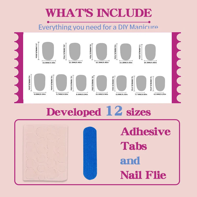 Press-On Nail Set Artistic Motifs Easy Apply & Remove
