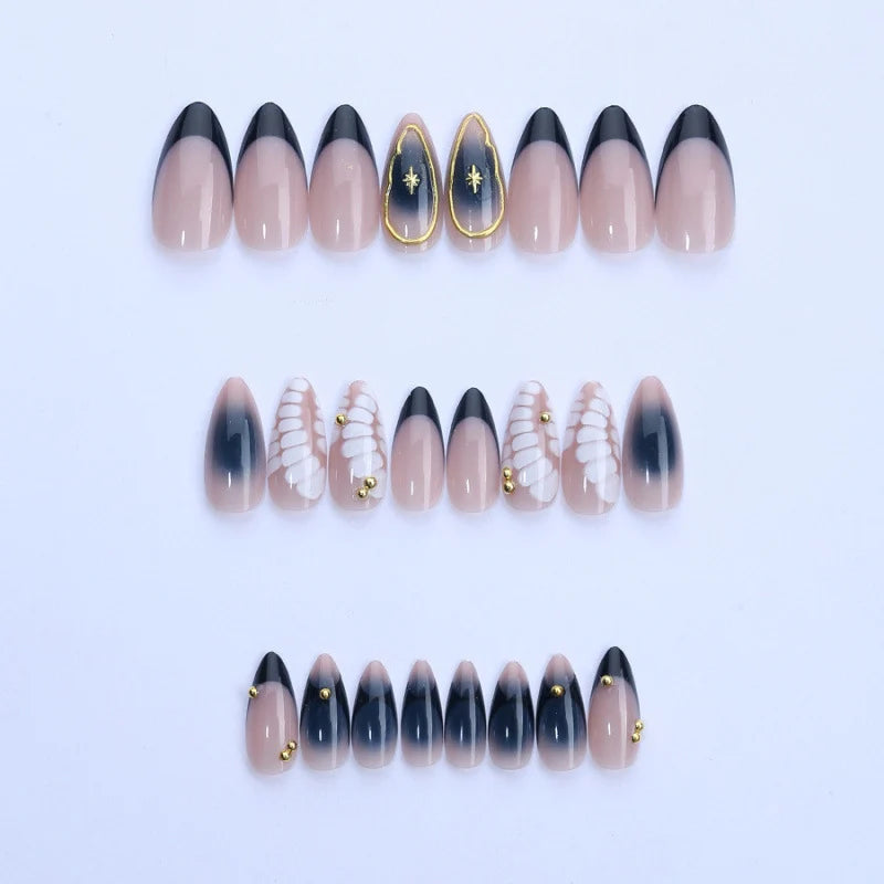 Press-On Nail Set Artistic Ombre Glue-Free Multiple Sizes