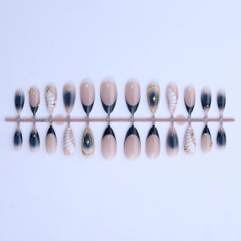 Press-On Nail Set Artistic Ombre Glue-Free Multiple Sizes