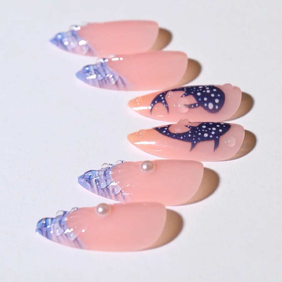 Press-On Nail Set Artistic Ombre Reusable & Long-Lasting