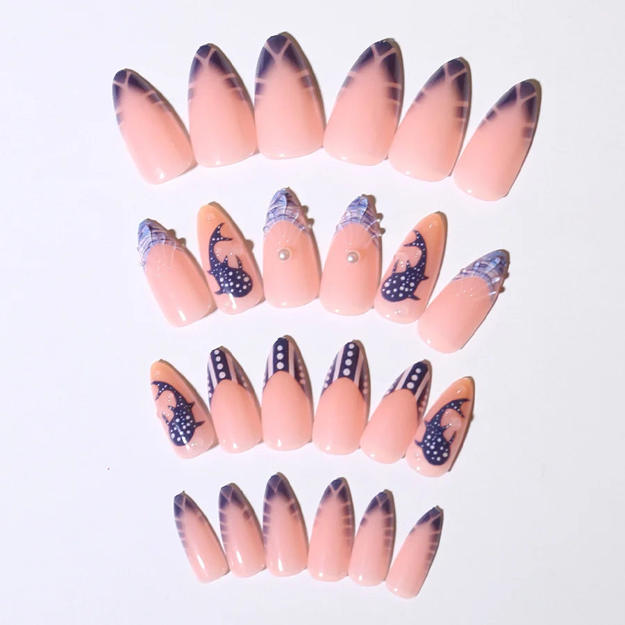 Press-On Nail Set Artistic Ombre Reusable & Long-Lasting