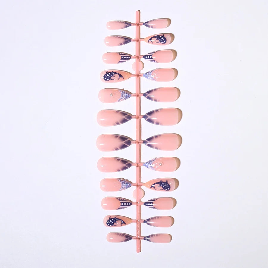 Press-On Nail Set Artistic Ombre Reusable & Long-Lasting