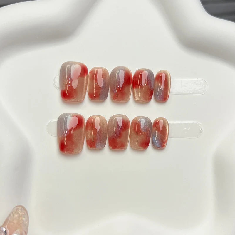 Press-On Nail Set Artistic Ombre Reusable Salon Finish