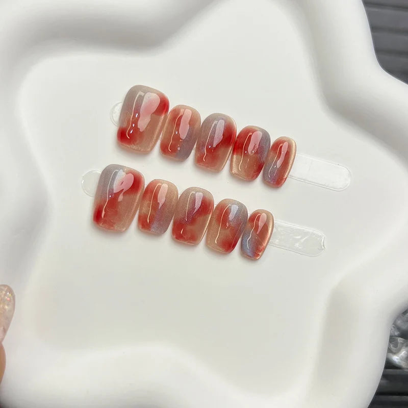 Press-On Nail Set Artistic Ombre Reusable Salon Finish