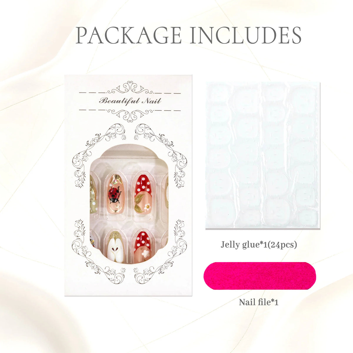 Press-On Nail Set Artistic Patterns Durable & Reusable