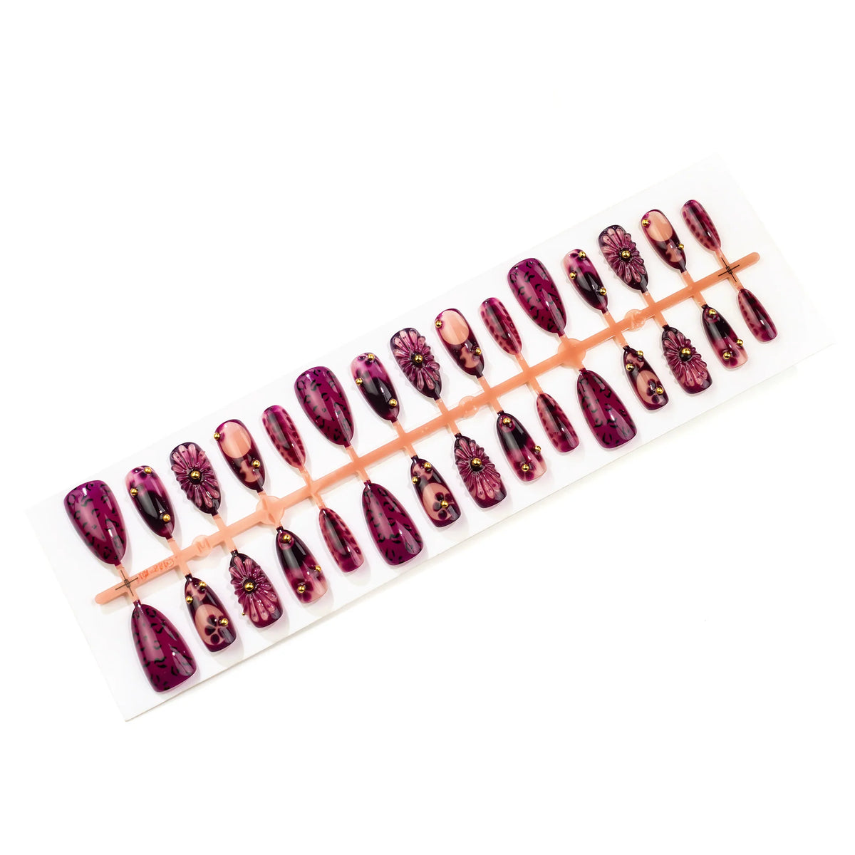 Press-On Nail Set Artistic Patterns Easy Application & Chip-Resistant