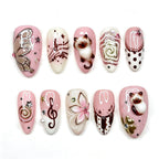 Press-On Nail Set Artistic Patterns & Embellishments No Glue
