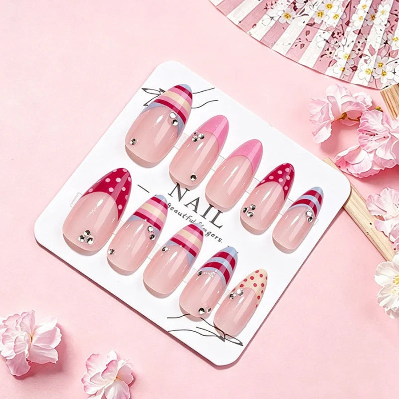 Press-On Nail Set Artistic Patterns Non-Toxic & Reusable
