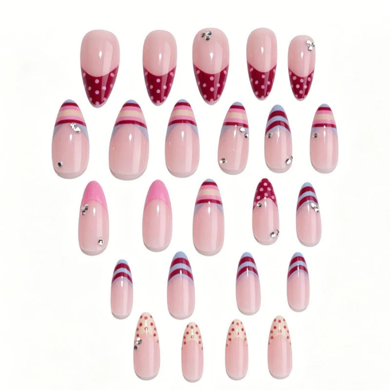 Press-On Nail Set Artistic Patterns Non-Toxic & Reusable