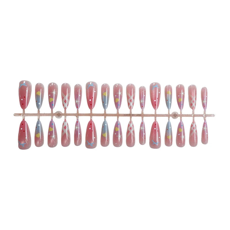 Press-On Nail Set Artistic Patterns Peel-And-Stick