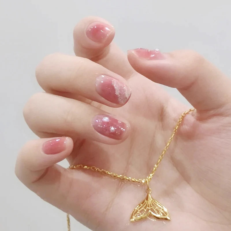 Press-On Nail Set Artistic Pre-Designed Reusable