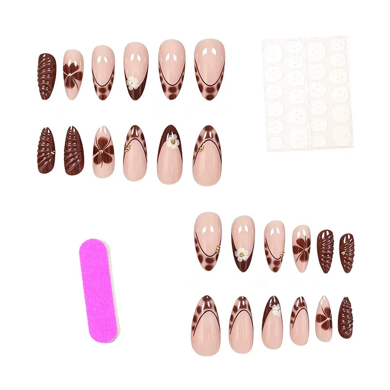 Press-On Nail Set Artistic Reusable 24-Piece
