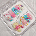 Press-On Nail Set Artistic Summer Designs Reusable Multi-Size