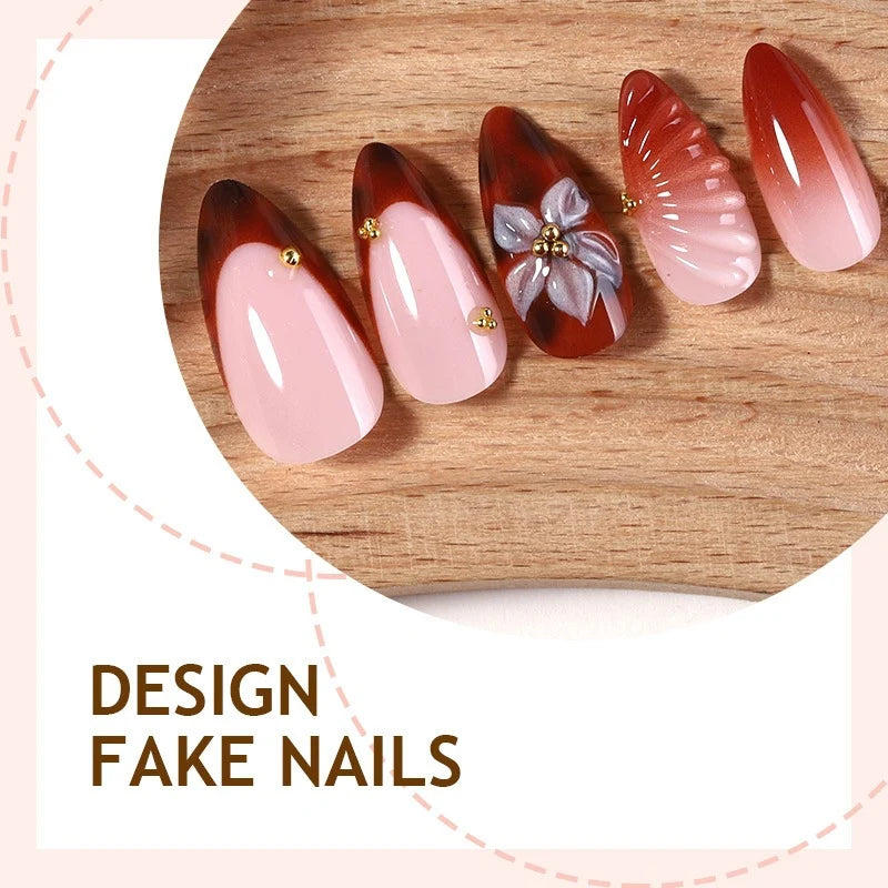 Press-On Nail Set Assorted Designs & Adhesive Kit