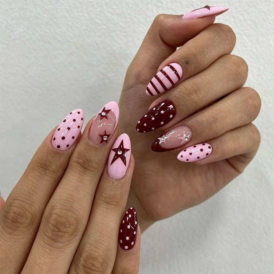 Press-On Nail Set Asymmetrical Glitter Salon-Ready